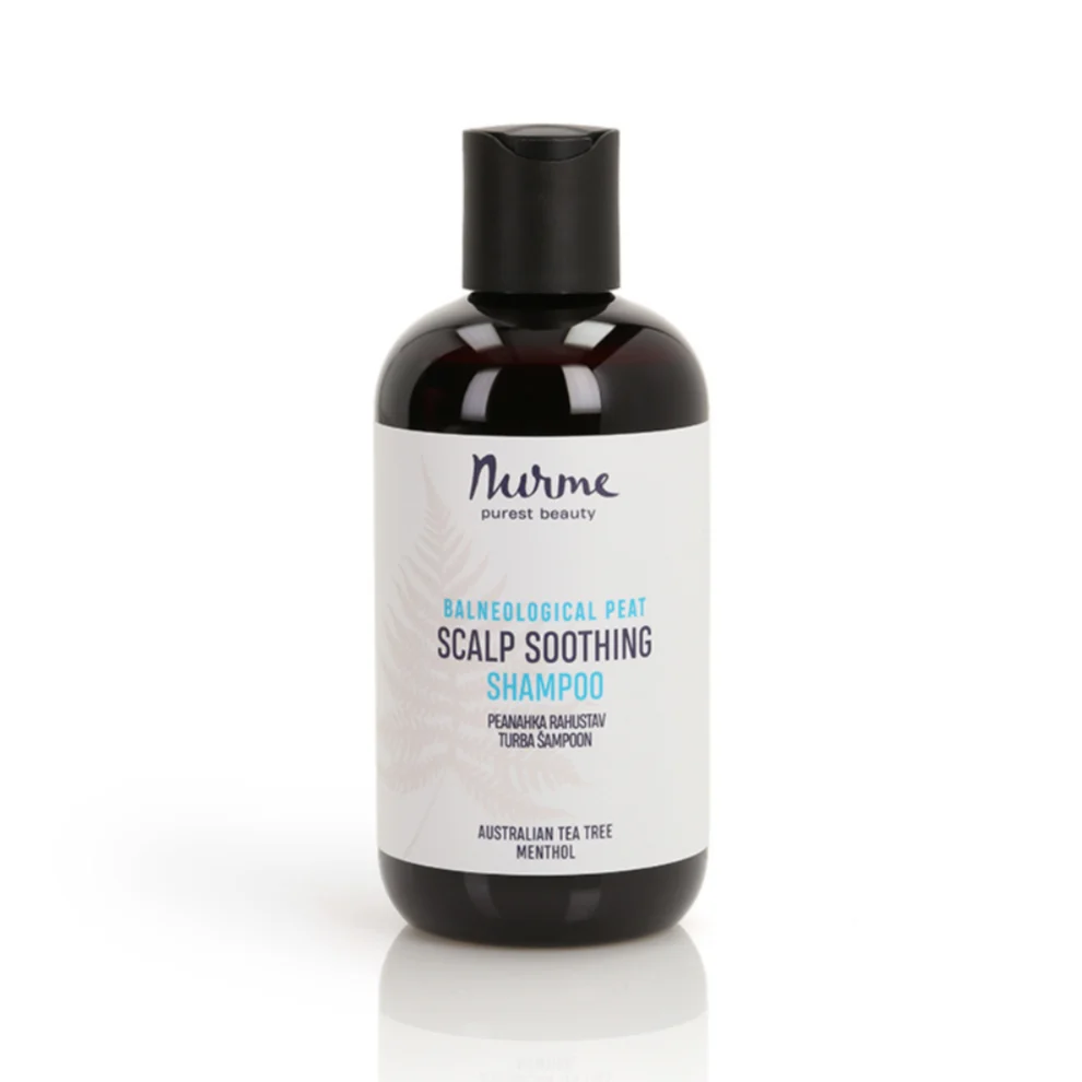 Scalp-soothing peat shampoo with tea tree oil