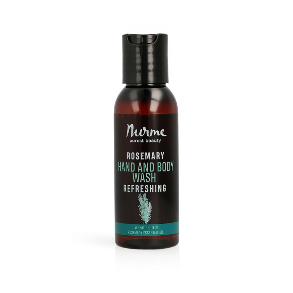 Travel size refreshing rosemary hand and body wash gel