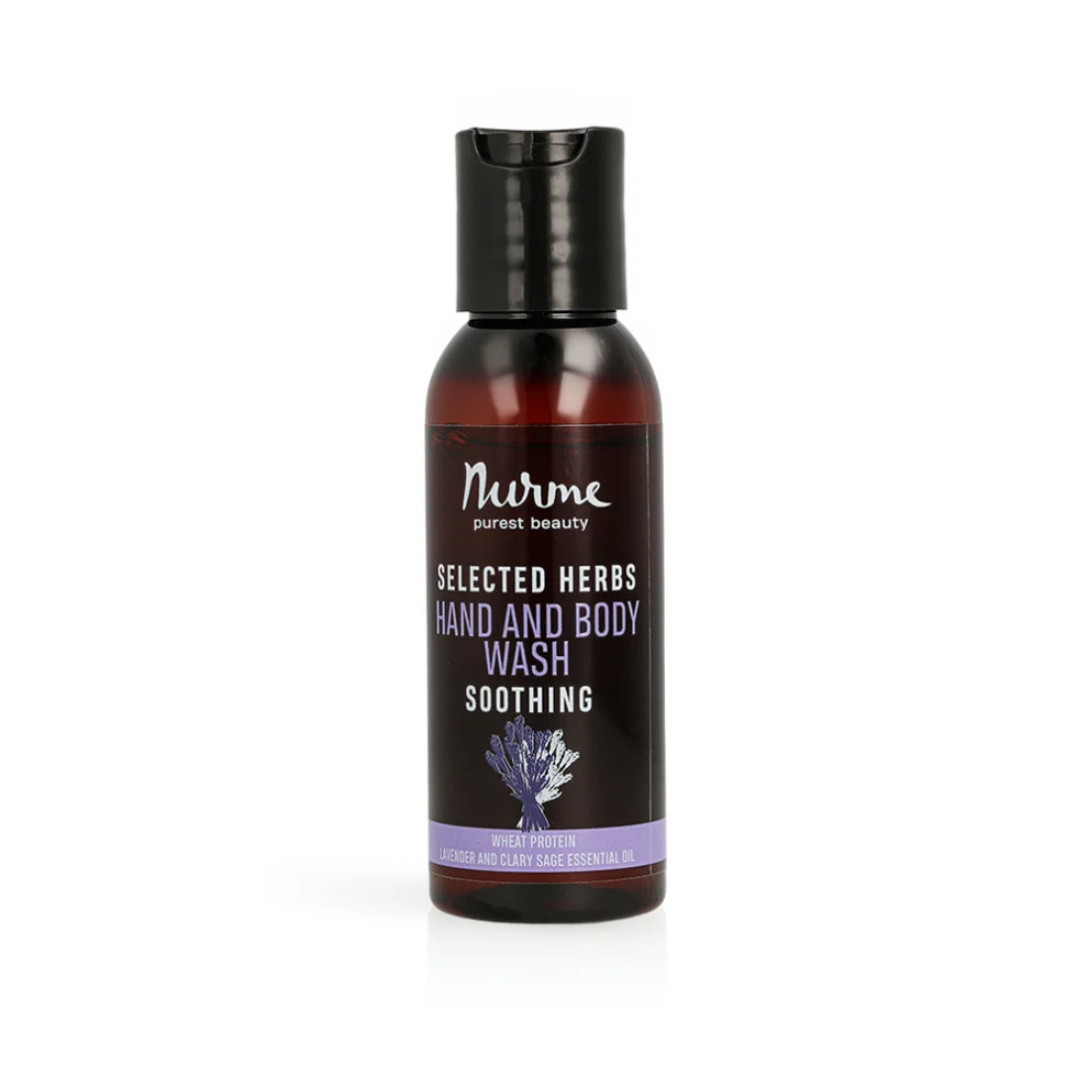 Travel size hand and body wash gel with selected herbs and lavender